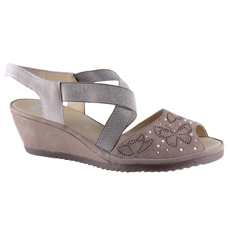 Sandals with firm comfort-Women's Ara Celia Taupe Nubuck