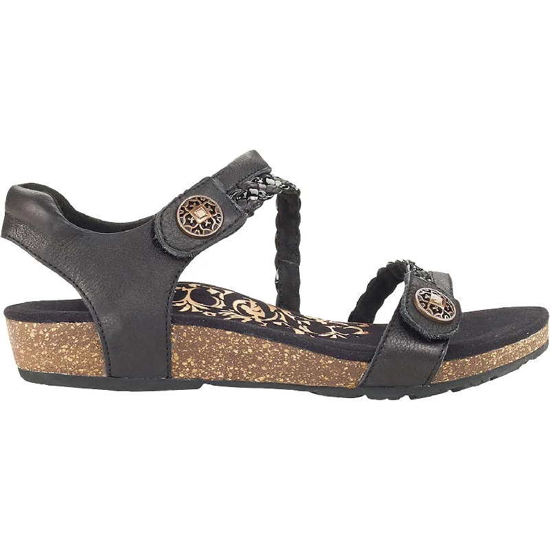 Sandals with plush soles-Women's Aetrex Jillian Black Leather