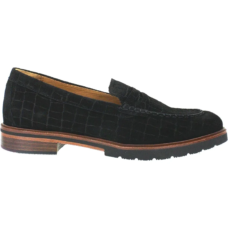 Casual shoes with chic pattern-Women's Samuel Hubbard Tailored Traveler Black Croc Suede