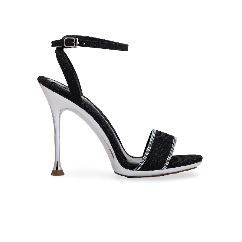 Sandals for summer nights-Black Fancy Bridal Sandal FN5758