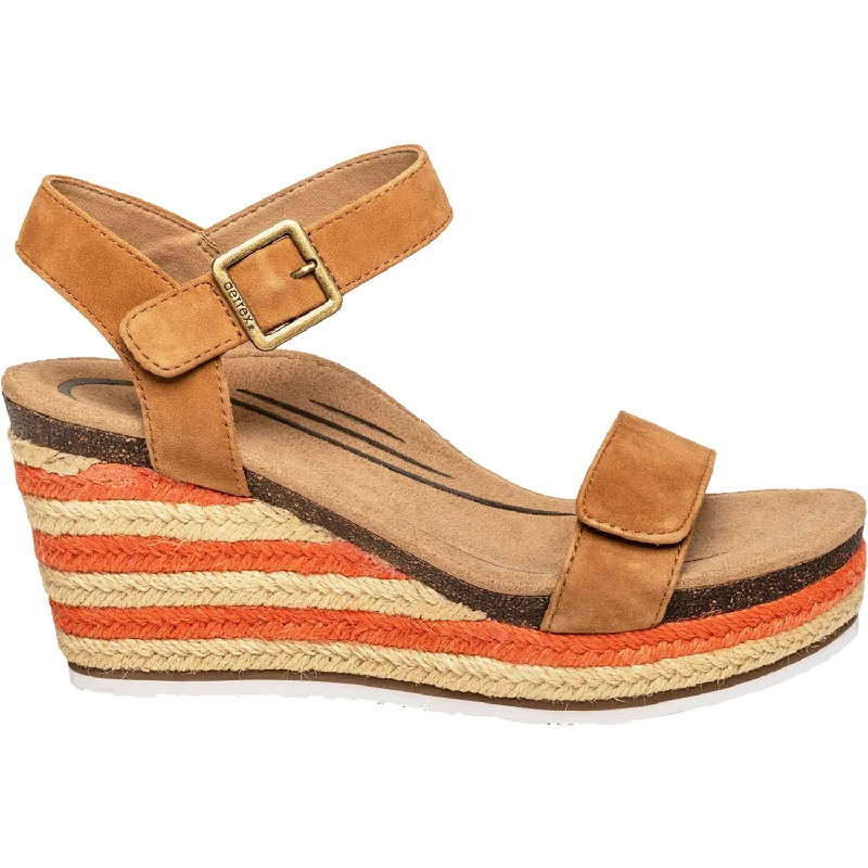 Sandals with slip-on soles-Women's Aetrex Sydney Cognac Suede