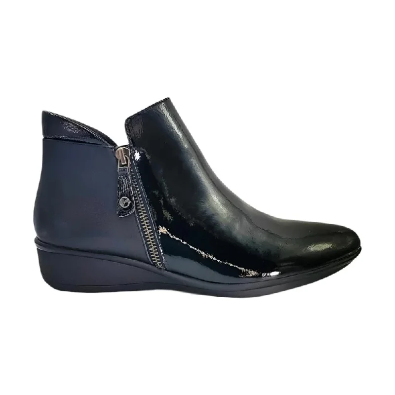 Ankle boots with poppy leather-Revere Women's Demascus Orthotic Zip Ankle Boot Black Patent