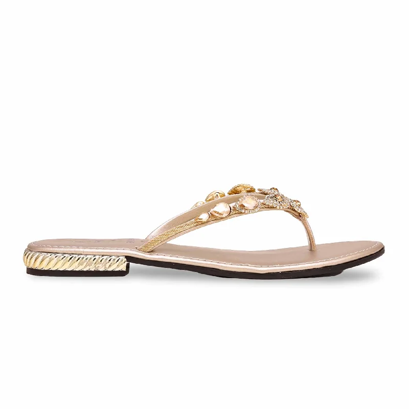 Sandals with durable heels-Golden Fancy Sandal FN5963