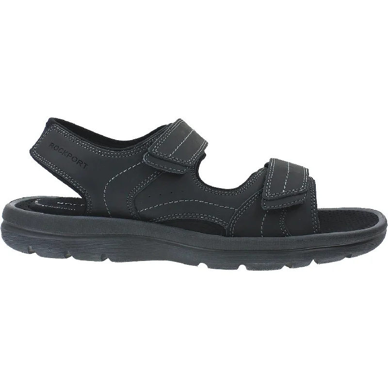 Casual shoes for casual starers-Men's Rockport Get Your Kicks Double Velcro Black Leather