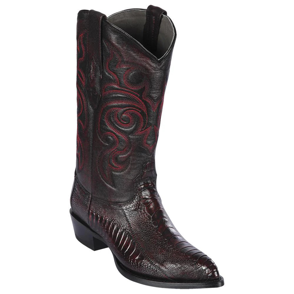 Cowboy boots for dusty trailsLos Altos 990518 Men's Black Cherry Genuine Ostrich Leg J Toe Cowboy Boots