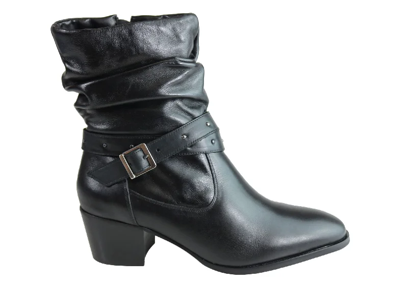 Ankle boots for casual wear-Villione Erin Womens Comfortable Leather Ankle Boots Made In Brazil