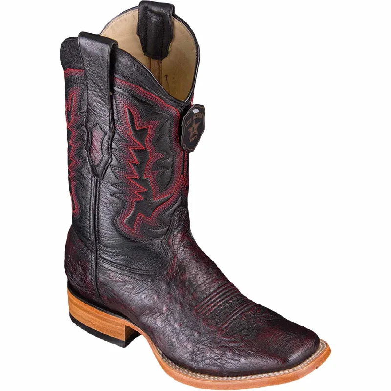 Cowboy boots for rugged trail comfortLos Altos 8279718 Men's Black Cherry Genuine Smooth Ostrich Wide Square Toe Cowboy Boots