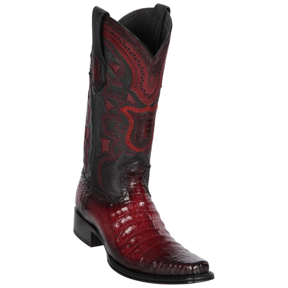 Cowboy boots with custom leather comfortLos Altos 768243 Men's Faded Burgundy Genuine Caiman Belly European Square Toe Cowboy Boots