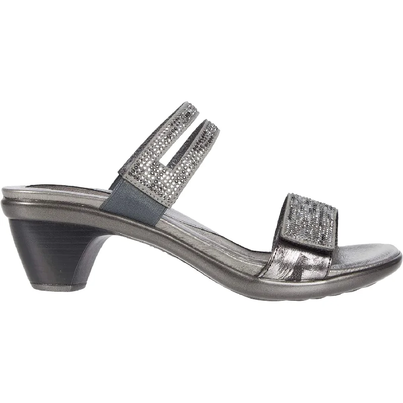 Sandals with trendy heels-Women's Naot Temper Gray/Black Multi Rivets/Metallic Onyx Leather