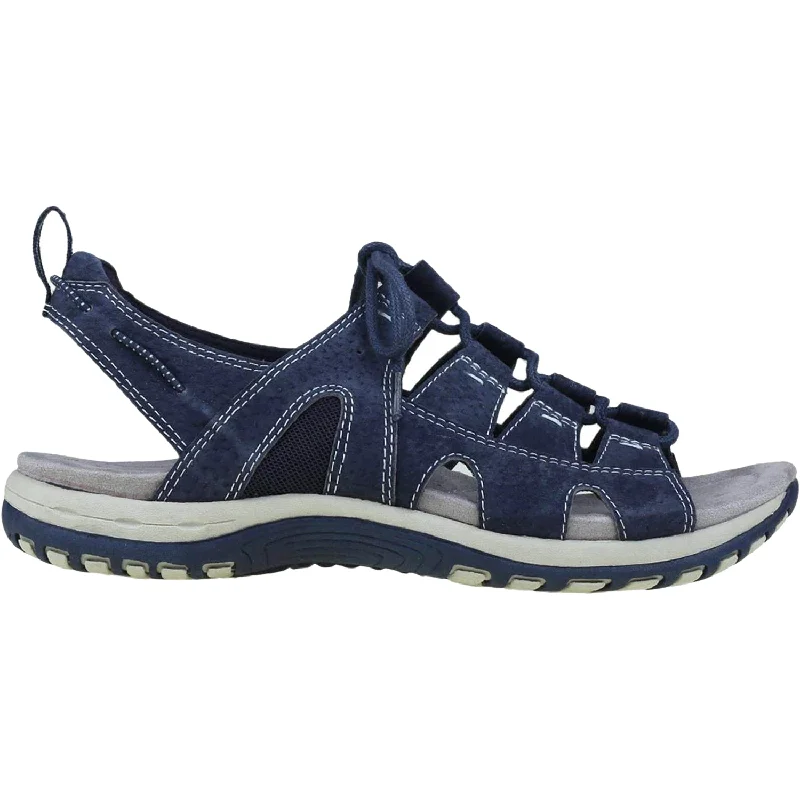 Sandals for casual heels-Women's Earth Sassy Navy Suede