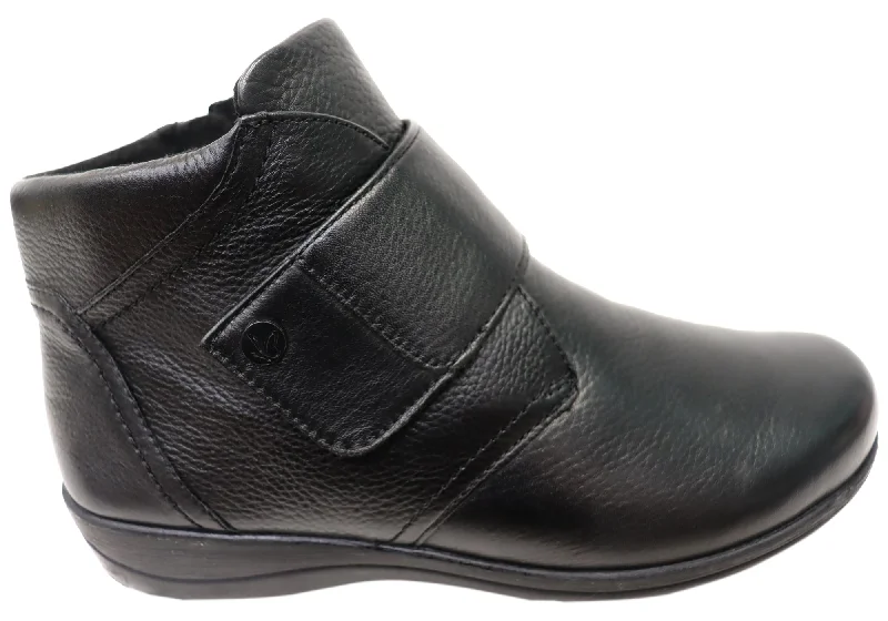 Ankle boots for eco-vibes-Caprice Nessie Womens Extra Wide Leather Adjustable Strap Ankle Boots