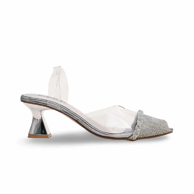 Sandals with bright soles-Silver Fancy Sandal FN5969