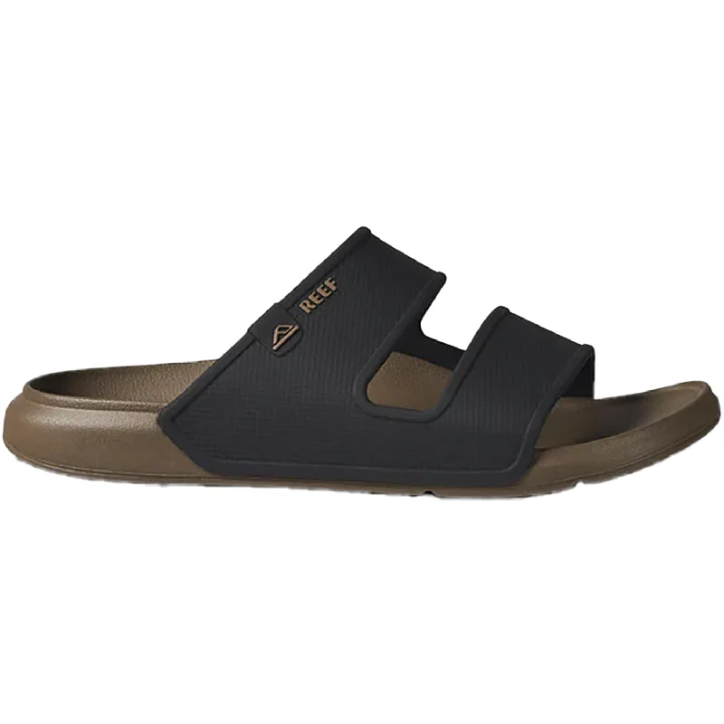 Sandals with memory foam-Men's Reef Oasis Double Up Fossil/Black Polyurethane