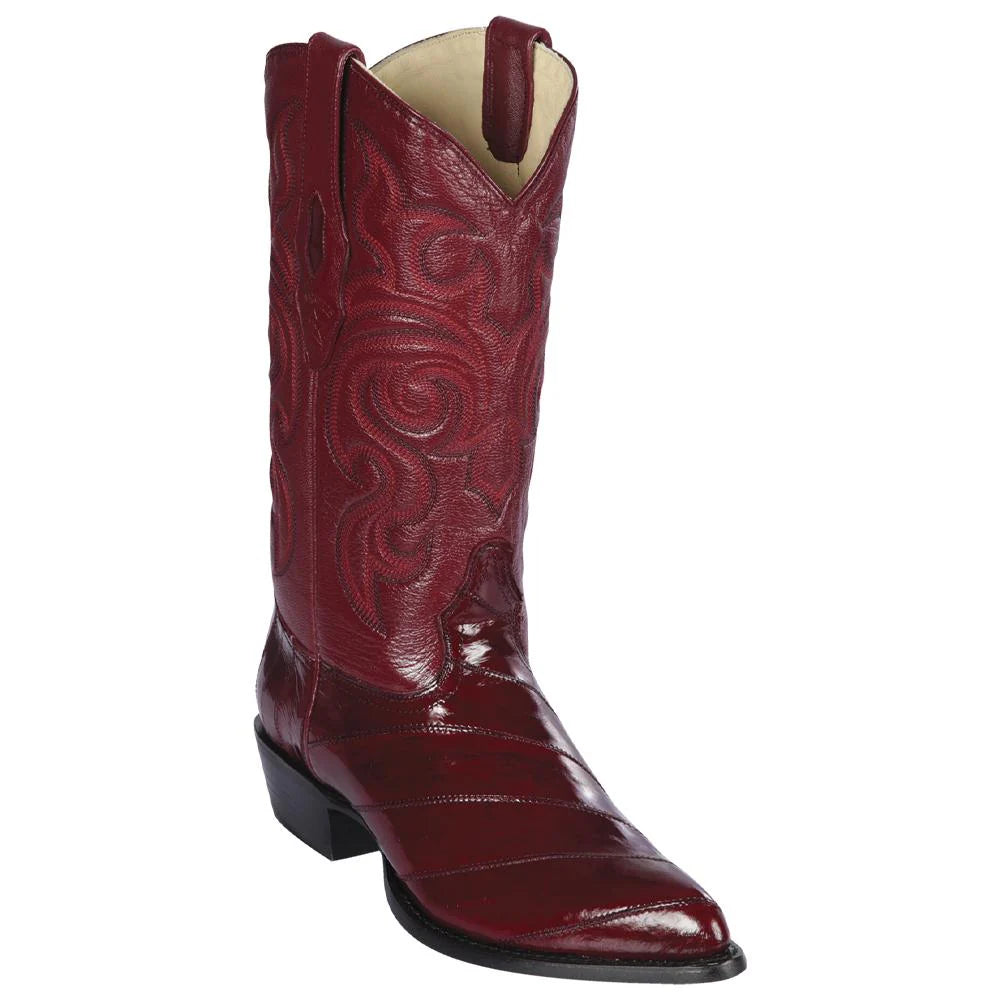 Cowboy boots with vintage cowboy comfortLos Altos 990806 Men's Burgundy Genuine EEL J Toe Cowboy Boots