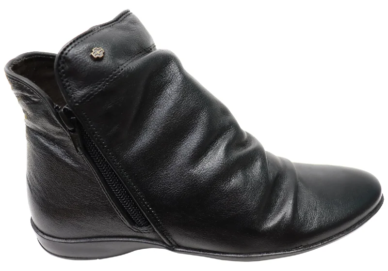 Ankle boots for tall vibes-Perlatto Linda Womens Comfortable Leather Ankle Boots Made In Brazil