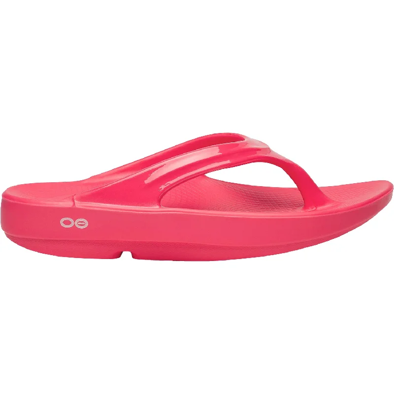 Sandals with slip-on heels-Women's OOFOS OOlala Neon Berry Synthetic