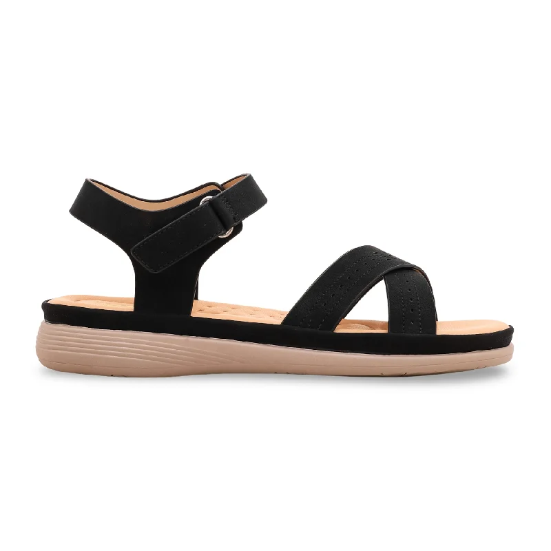 Sandals with plush soles-Black Formal Sandal PU0108