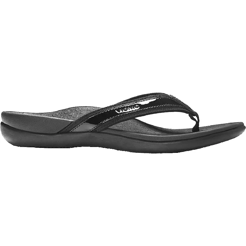 Sandals with plush heels-Women's Vionic Tide II Black Patent Leather