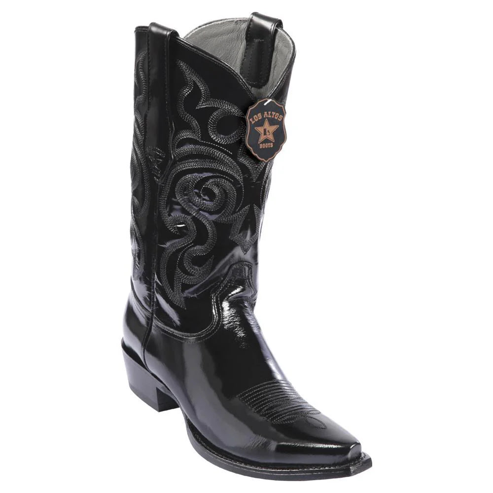 Cowboy boots with custom leather dyeLos Altos 944205 Men's Black Genuine Chamaleon Snip Toe Cowboy Boots