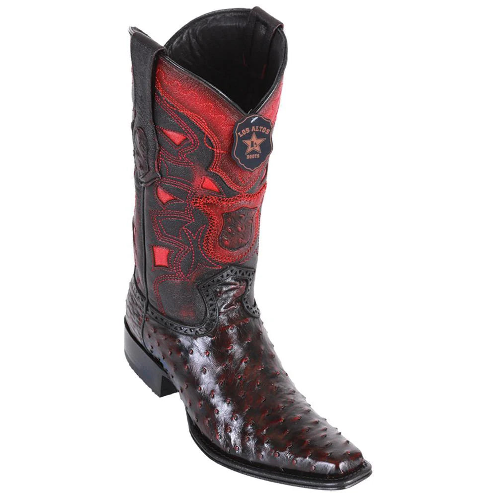 Cowboy boots for rugged trail bootsLos Altos 760318 Men's Black Cherry Genuine Ostrich European Square Toe Cowboy Boots