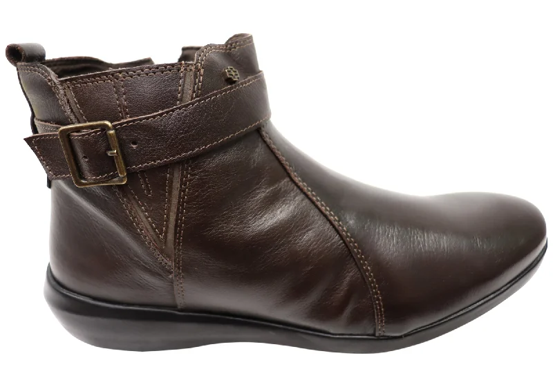 Ankle boots with thick cushion-Perlatto Tess Womens Comfortable Leather Ankle Boots Made In Brazil