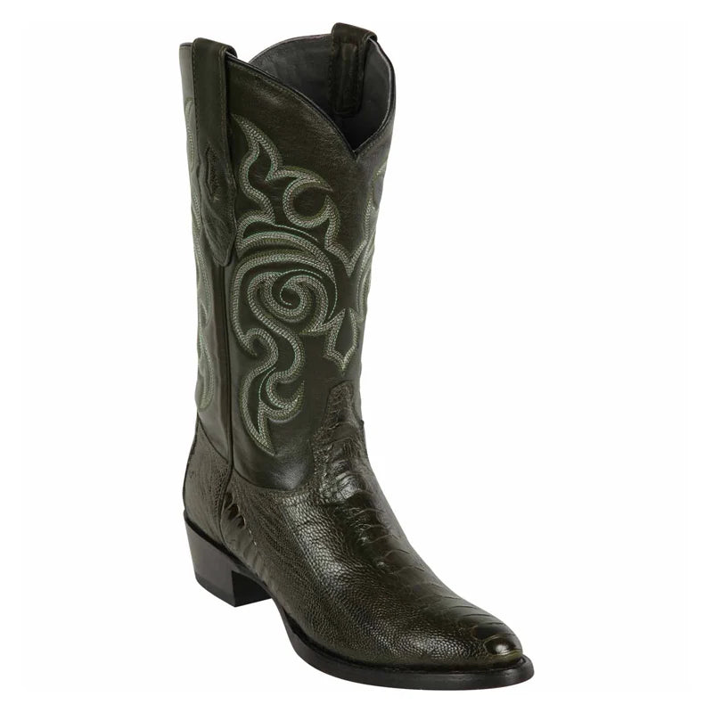 Cowboy boots for western festivalsLos Altos 990545 Men's Olive Green Genuine Ostrich Leg J Toe Cowboy Boots