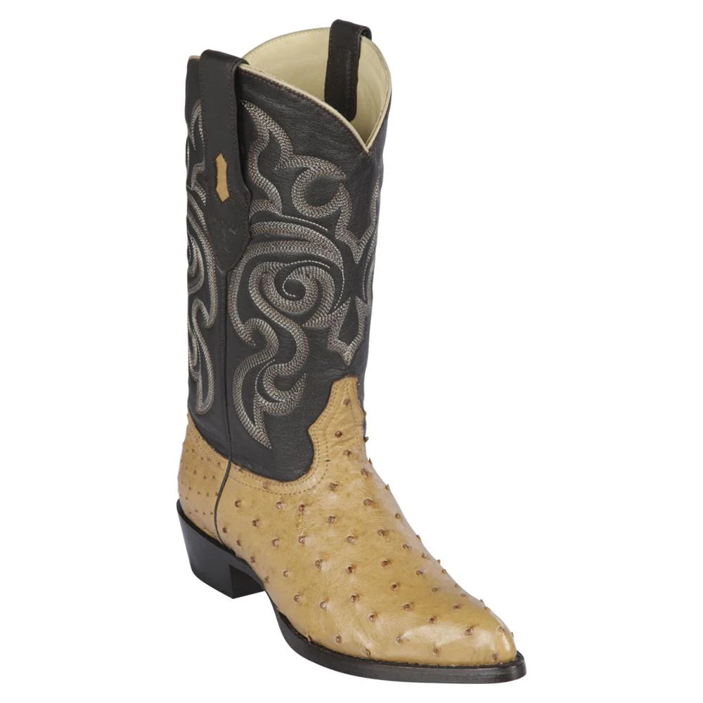 Cowboy boots with distressed suedeLos Altos 990353 Men's Antique Saddle Genuine Ostrich J Toe Cowboy Boots