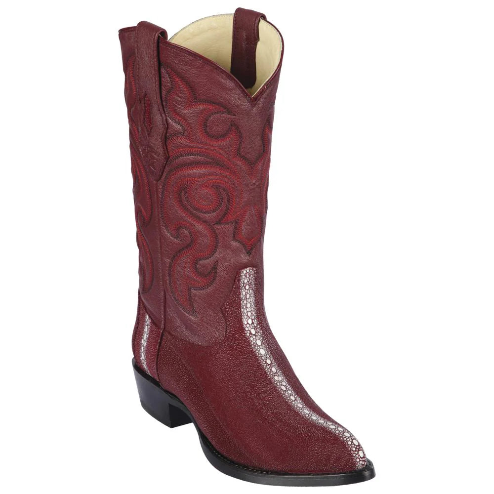 Cowboy boots for ranching lifestyleLos Altos 991106 Men's Burgundy Genuine Stingray Rowstone J Toe Cowboy Boots