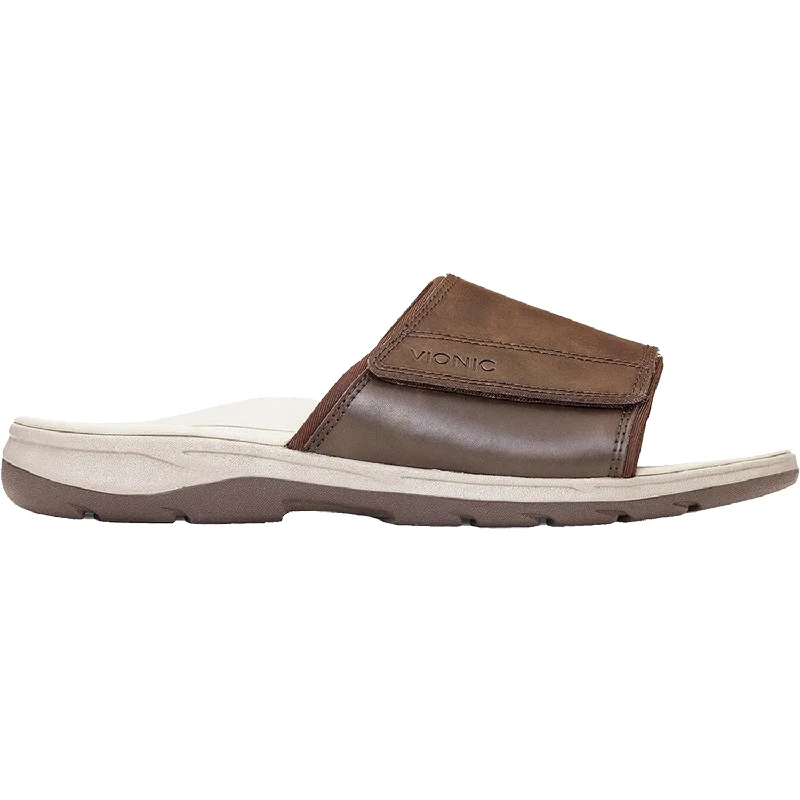 Sandals with slip-on soles-Men's Vionic Stanley Brown Leather