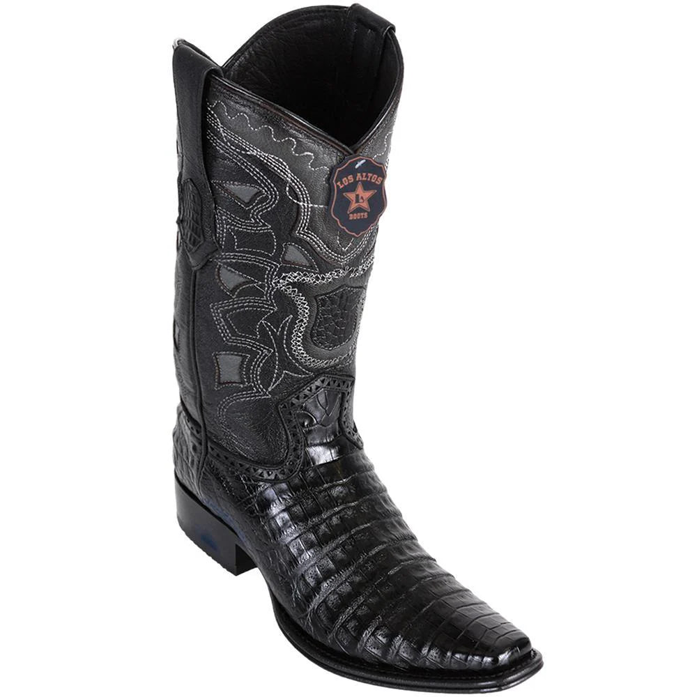 Cowboy boots with authentic leather styleLos Altos 768205  Men's Black Genuine Caiman Belly European Square Toe Cowboy Boots