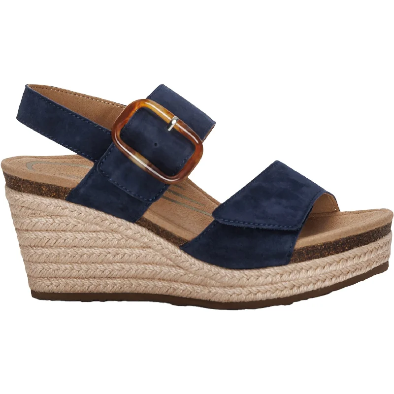 Sandals for wet heels-Women's Aetrex Ashley Navy Leather