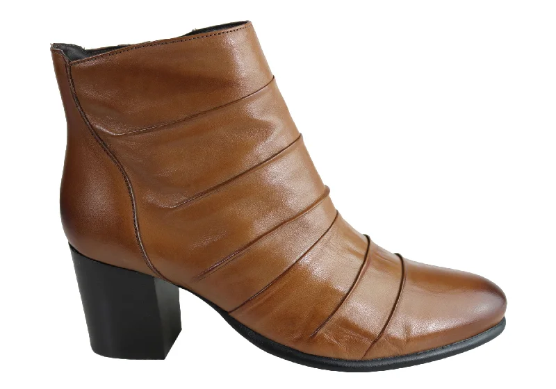 Ankle boots with rough leather-Villione Monica Womens Comfortable Leather Ankle Boots Made In Brazil