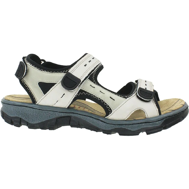 Sandals with firm soles-Women's Rieker 68872-60 Clara 72 Beige Combi Leather