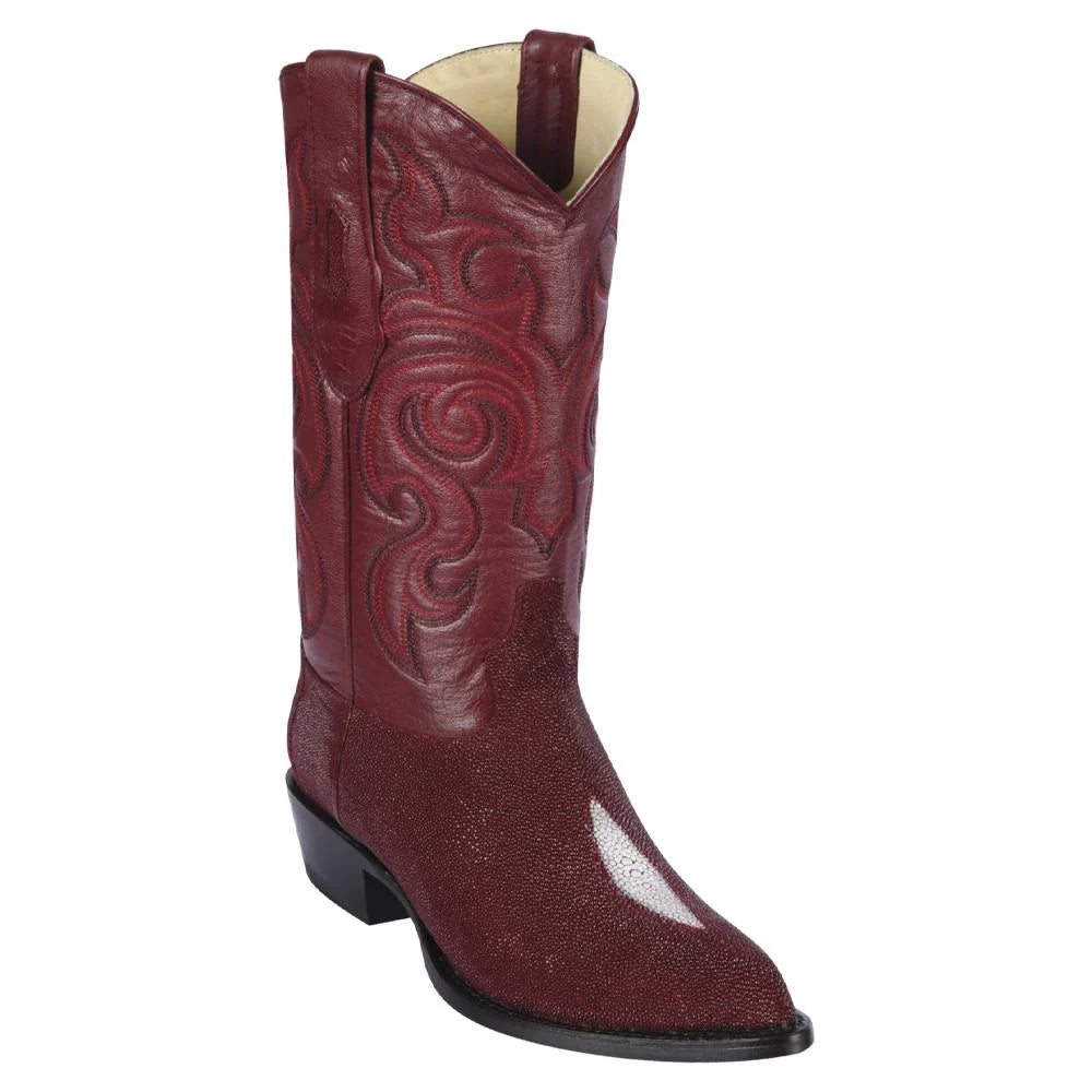 Cowboy boots with aged leather lookLos Altos 991206 Men's Burgundy Genuine Stingray Single Stone J Toe Cowboy Boots