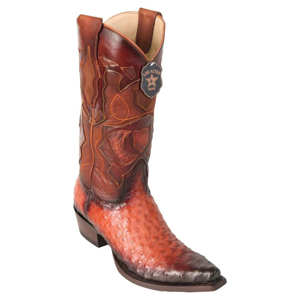 Cowboy boots for country dance partiesLos Altos 94R0357 Men's Faded Cognac Genuine Ostrich Snip Toe Cowboy Boots