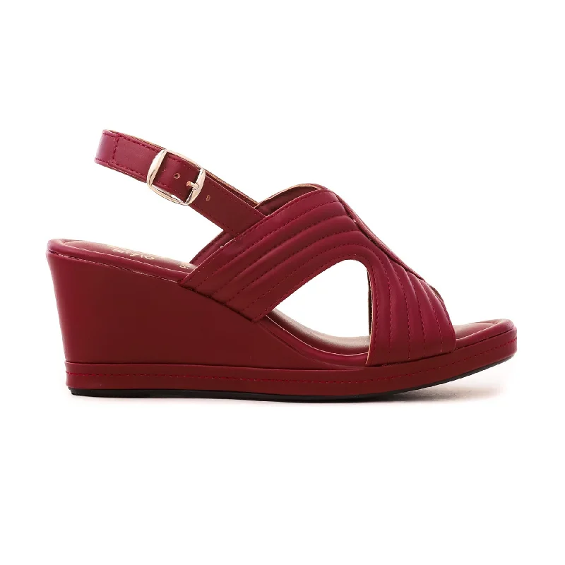 Flat sandals for comfort-Maroon Formal Sandal PU0027