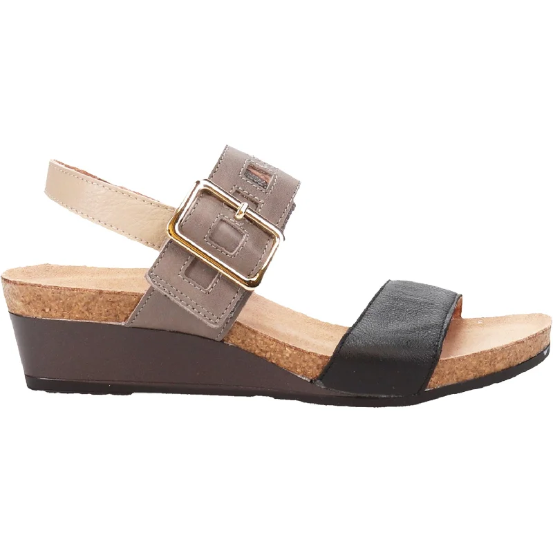 Sandals with trendy soles-Women's Naot Dynasty Soft Black/Foggy Grey/Soft Beige Leather