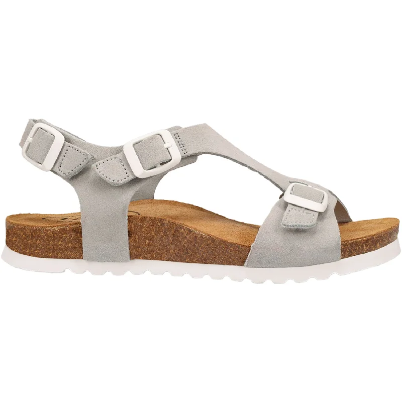 Sandals for outdoor heels-Women's Taos MVP Light Grey/White Buckle Suede