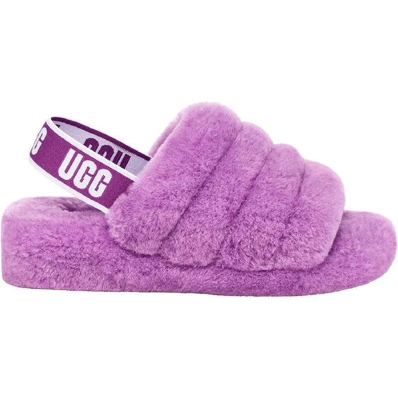 Sandals with soft soles-Women's UGG Fluff Yeah Slide Purple Sky Sheepskin