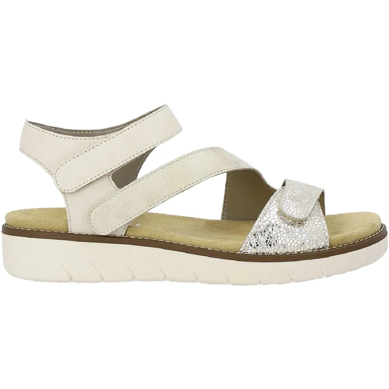 Sandals for muddy soles-Women's Remonte D2050-61 Jocelyn 50 Weissgold/Muschel Leather