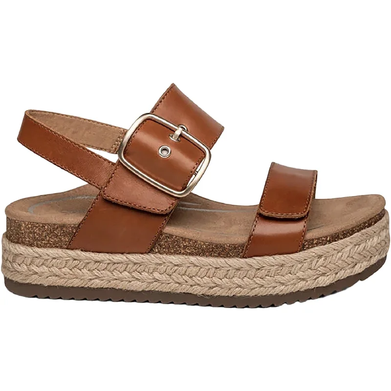 Sandals with firm heels-Women's Aetrex Vania Cognac Leather