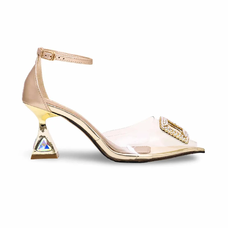 Sandals with firm heels-Golden Fancy Bridal Sandal FN5856