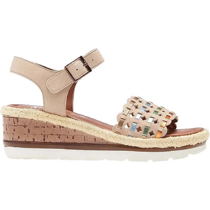 Sandals with cool soles-Women's Ara Calabasas Sand Velour/Multi Metallic Leather