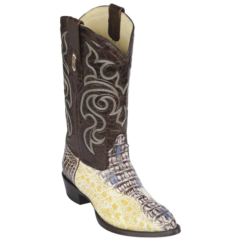 Cowboy boots with burnished leather finishLos Altos 990249 Men's Natural Genuine Caiman Hornback J Toe Cowboy Boots