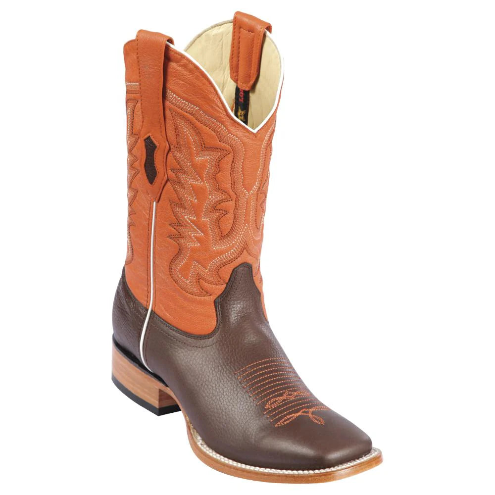 Cowboy boots for cowboy ranch wearLos Altos 8272707 Men's Brown/Orange Genuine Grisly Wide Square Toe Cowboy Boots