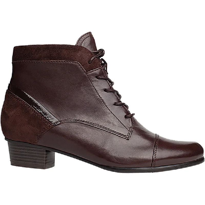 Ankle boots with comfy leather-Regarde Le Ciel Stefany-377 Lace / Zip Up Ankle Boot Brown Leather