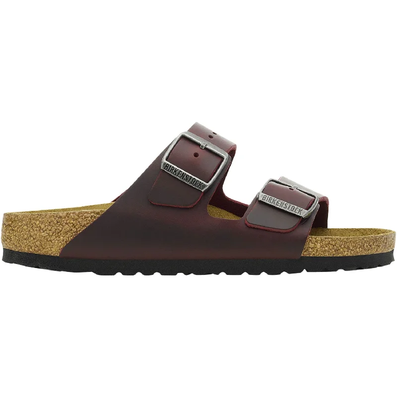 Sandals for warm heels-Women's Birkenstock Arizona Zinfandel Oiled Leather