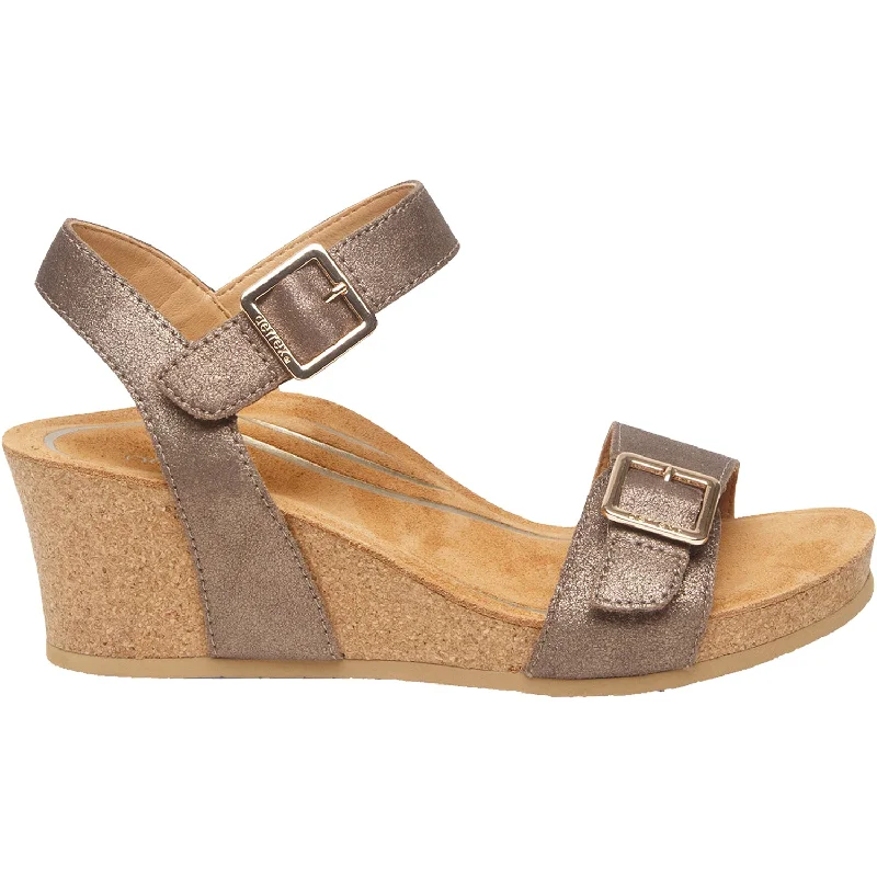 Sandals with trendy heels-Women's Aetrex Lexa Bronze Leather