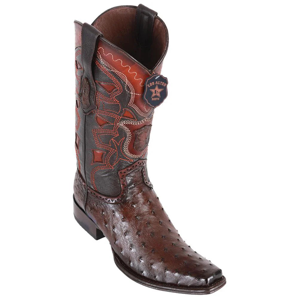 Cowboy boots for western heritage comfortLos Altos 760316 Men's Faded Brown Genuine Ostrich European Square Toe Cowboy Boots