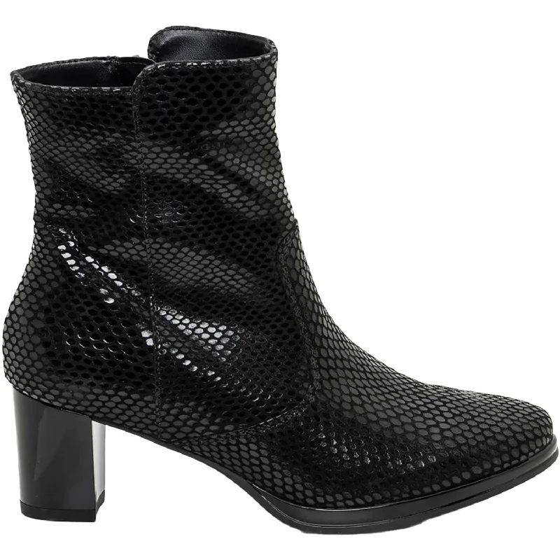 Booties with soft treadWomen's Ara Osmanthus Black Snake Print